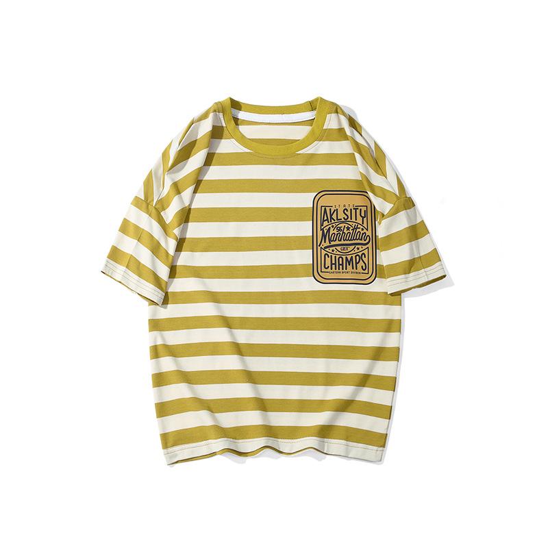 Детская полосатая футболка в корейском стиле - хлопок, короткий рукав, модный летний топ для мальчиков