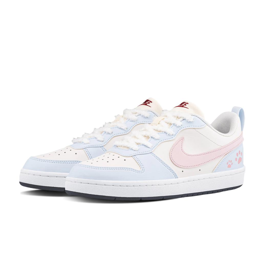 Nike Court Borough Sweetheart Cat Paw 2.0 Abrasion Resistant Lightweight Low top Skateboard Shoes Women's Blue Pink FV8120-141(Team2230-2.0)