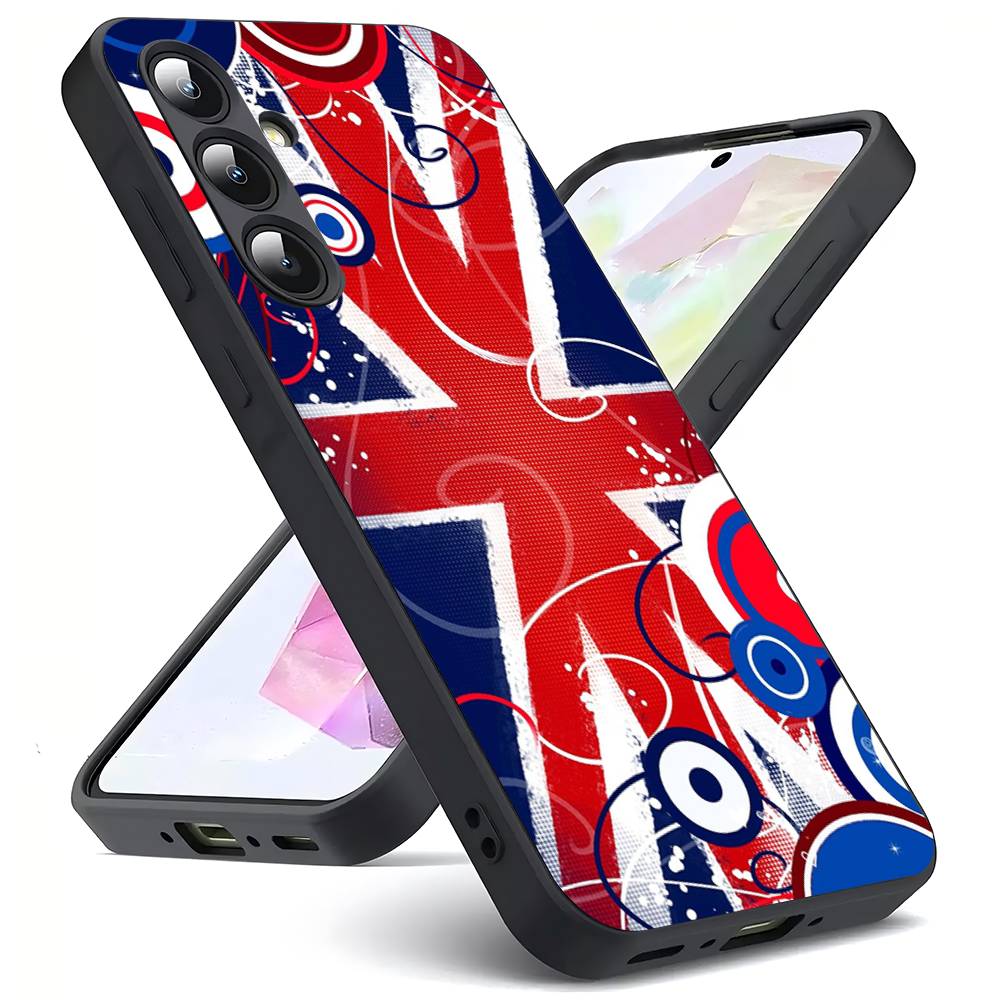 Флаг Великобритании для Samsung Galaxy S25 S24 S23 Ultra S22 S21 Plus S20 Черный Мягкий Силиконовый Защитный Чехол