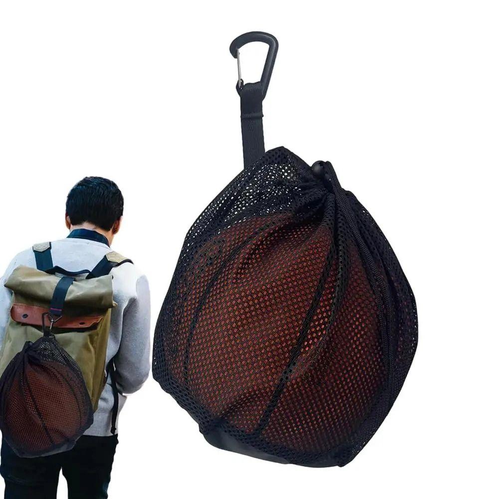 Drawstring Ball Mesh Bag Clip On Single Ball Bag Basketball Storage Bag  for Backpack