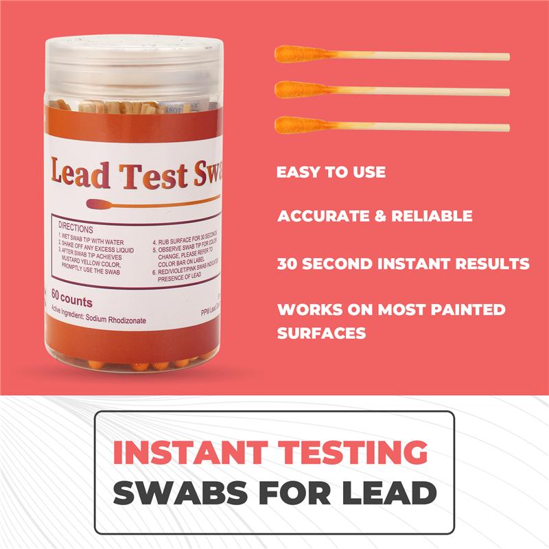 A96I - Набор тестов на свинец со тампонами - Набор тестов на свинцовую краску, Тампон для проверки на свинец для домашнего использования, Результаты теста за 30 секунд
