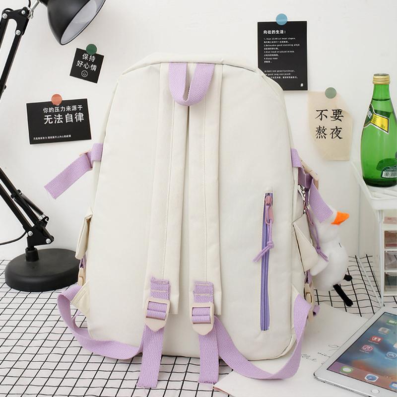 Академический стиль, школьный рюкзак для старшеклассников, женский рюкзак из четырех частей из холста