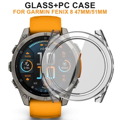 Стекло+Чехол для Garmin Fenix 8 47мм 51мм Универсальная Защита Экрана Жесткий PC Бампер Закаленное Стекло Чехол для Часов для Garmin Fenix8