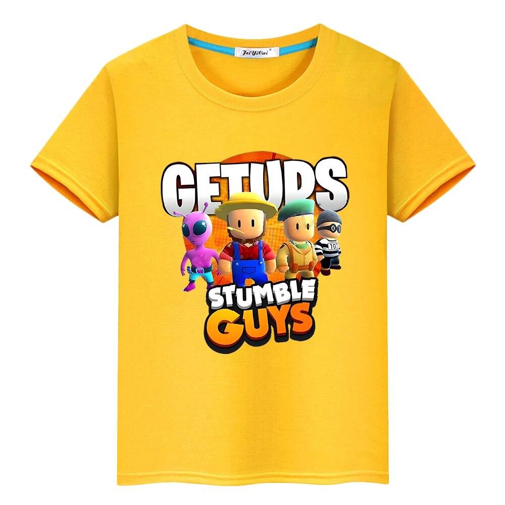Stumble Guys T-shirt 100%Cotton Boys Girls Pride Tshirt  Y2k One Piece Kawaii Anime Tees Casual Print Short Tops Kids Clothes