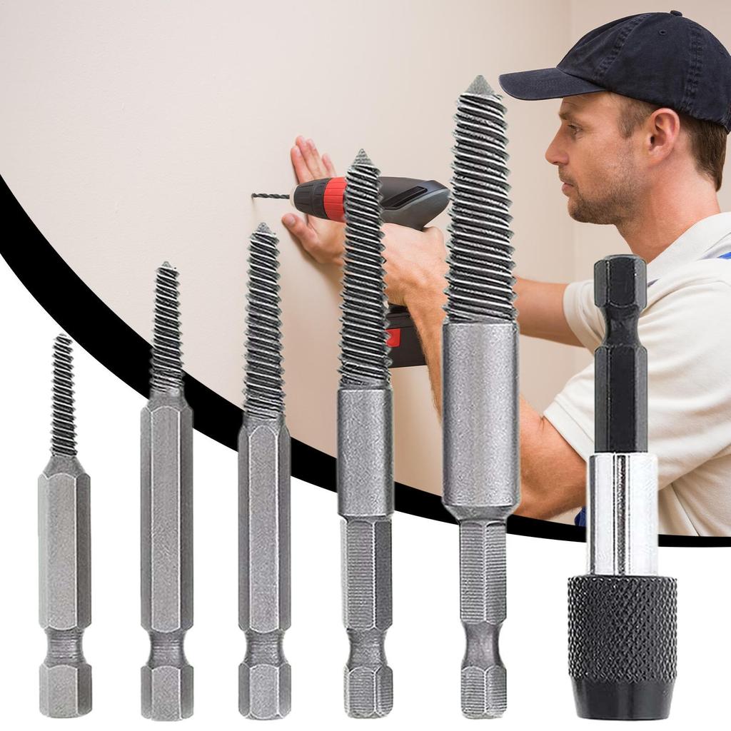 Hexagonal Handle Broken Head Screw Extractor Black Quick Release Electric Hexagonal Broken Thread Removal Tool Set