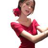 Стиль Spice girl, чистое желание, v-образный вырез, перекрестный, короткий рукав, облегающая талия, тонкий темперамент, нишевый, американский, сексуальный топ