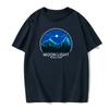 Men's Summer Mountain Night Pattern Printed T-shirt, 100% Cotton Round Neck, High-quality, Fashionable and Versatile Top