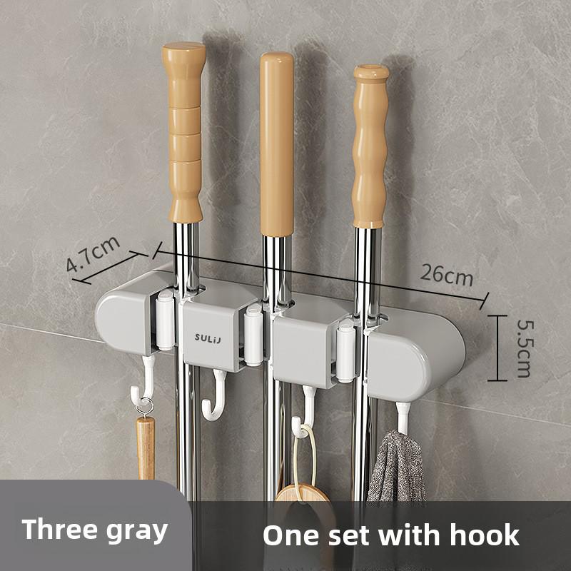 Настенный крючок без проколов: Крепкий держатель для швабры с клеевым слоем для хранения в ванной или на двери