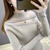 Sweater for Women Autumn Winter Thickened Pullover Skeleton Knitted Striped Crew Neck Base Layer Stretchy Long Sleeve Oversize Jumper Tops
