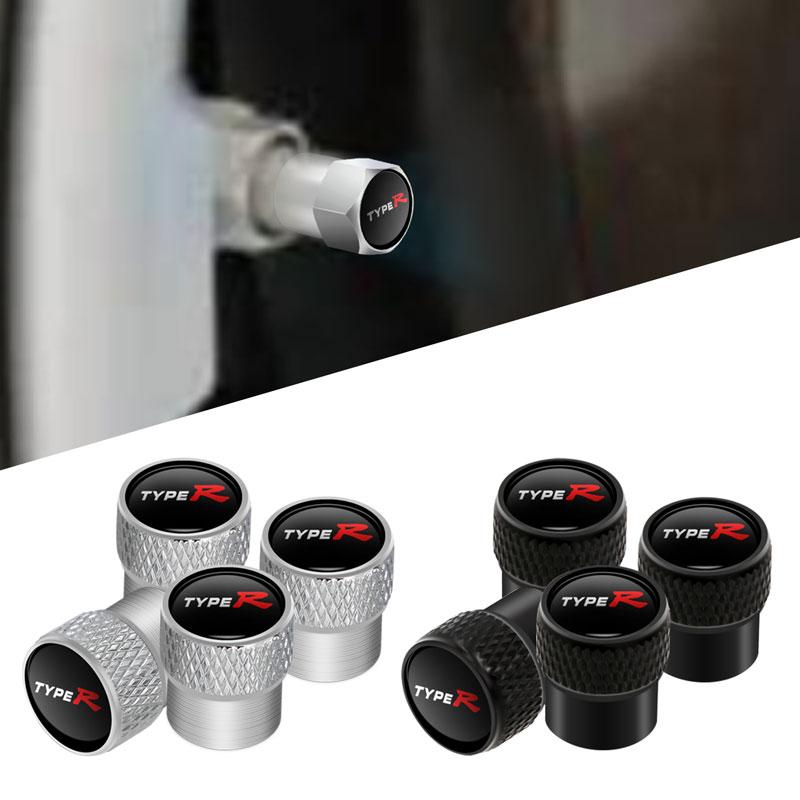Автомобильный декор, 4 шт., металлический тип R Typer, логотип, автомобильная шина, колпачок стержня клапана, колпачок штока колеса, колпачки воздушного клапана для Accord Fit Civic CR-V