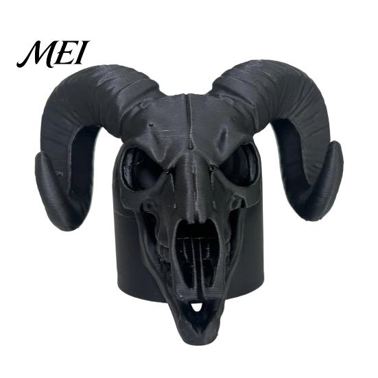 Exaggerated Horn Hitch Design Cover Cap for The Trailer Coupling, 3D Printed Ram Skull Unique Accessory Cover, Black/White Bone Truck, Recreational