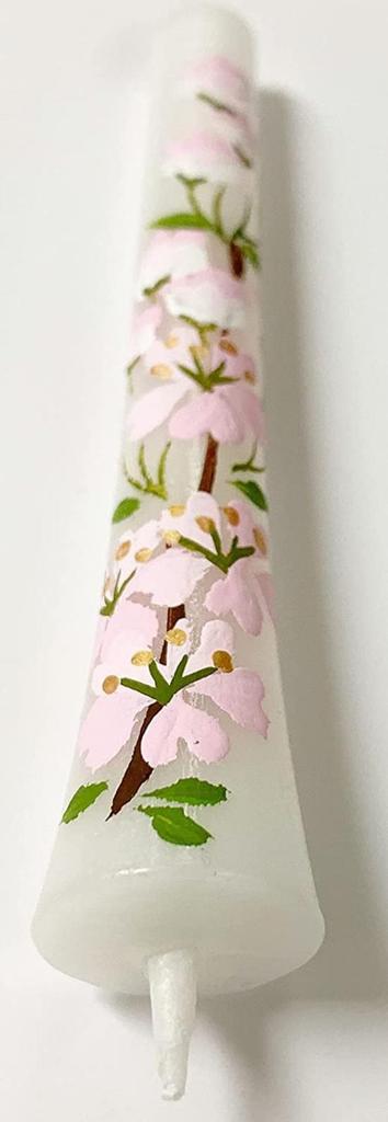 Ручная роспись Цветочные свечи, Размер 3, Дизайн Сакура, Японские свечи, Набор из 2 шт. (Дизайн с ручной росписью цветения сакуры), Идеально для буддистов