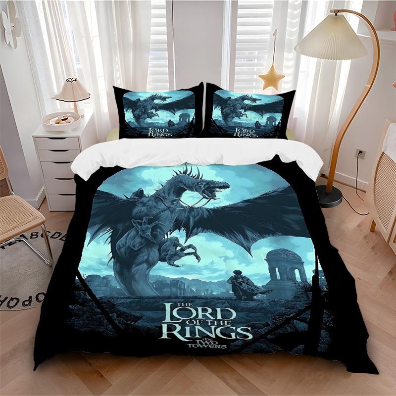 3pcs bedding set The Lord of the Rings Includes 1 Comforter + 2 Pillowcases, Without Pillow Inserts, Soft Comfortable, Lightweight Breathabl