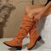 New Flat Bottomed Boots for Women with Thick Buckles Simple Comfortable Style Versatile Long Boots for Women