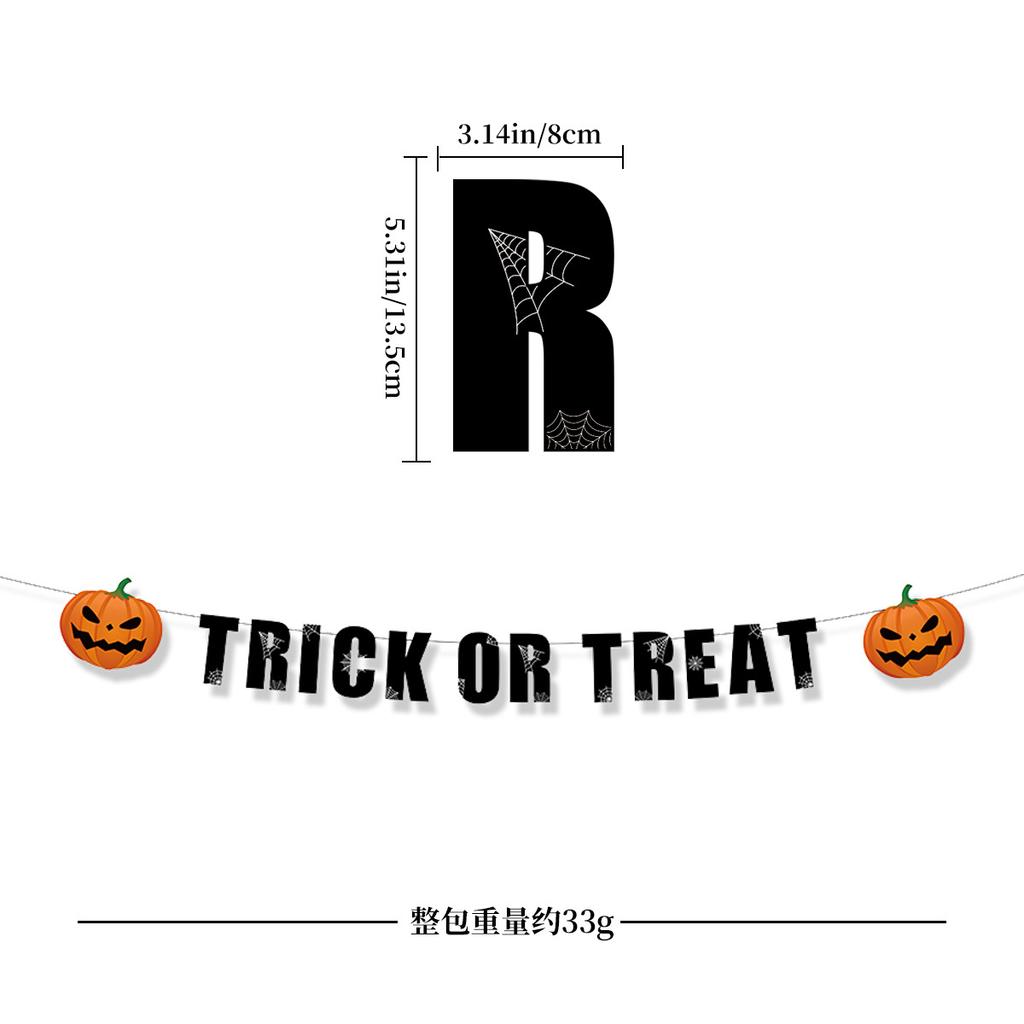 Halloween Decoration Paper Flag Bar Party Arrangement Ghost Festival Pumpkin Black Bat Latte Flower Customization