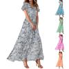 Women's Summer Dresses Casual Short Sleeve Maxi Dresses Cute Floral Maxi Dresses Wedding Guest Dresses Chiffon Flowing Dresses