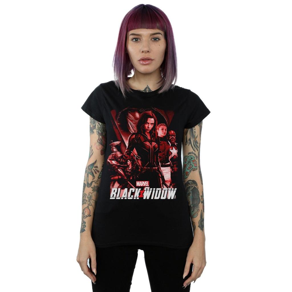 Marvel Womens/Ladies Black Widow Movie Red Group Cotton T-Shirt