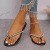 Fashion Summer Beach Pearl Decor Flip Flops Women Fashion Black Flat Clip Toe Slippers Female Plus Size Non Slip Pu Leather Slides Mujer