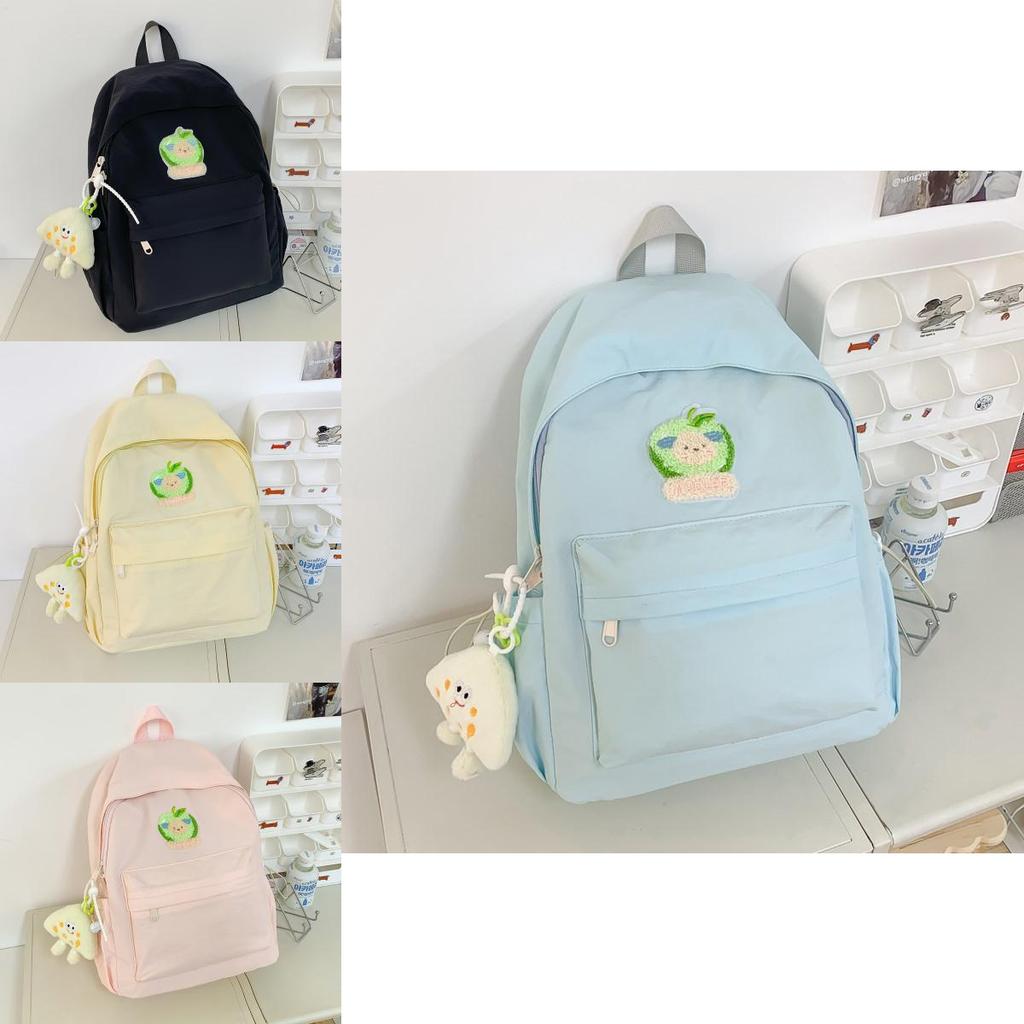 Dopamine Backpack For Middle School Students With Solid Color And Cartoon Bear Decor For School Use