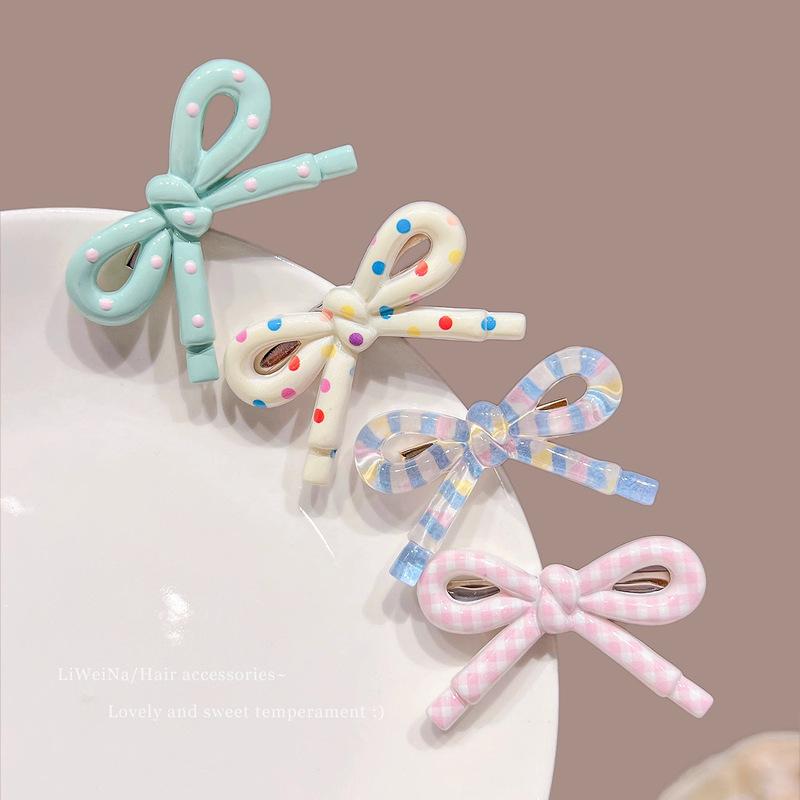 Korean Print Bow Hair Clip Clamp Children Simple Bowknot Barrettes Hairpins For Girls Side Clip Baby Cute Hair Acccessories