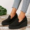 Распродажа женской обуви 2024 года, новые женские туфли-лодочки без застежек, осенние туфли с круглым носком, замшевые, однотонные, для отдыха на открытом воздухе, повседневные туфли на платформе и танкетке больших размеров