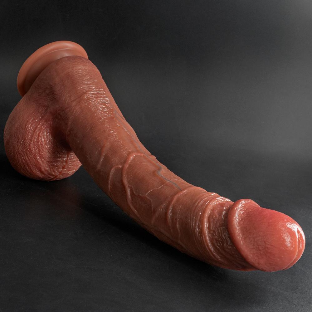 Очень длинный перевернутый реалистичный пенис с сильной присоской, жидкий силикон, высококачественный мягкий вагинальный массажер для кожи для женского самоудовлетворения