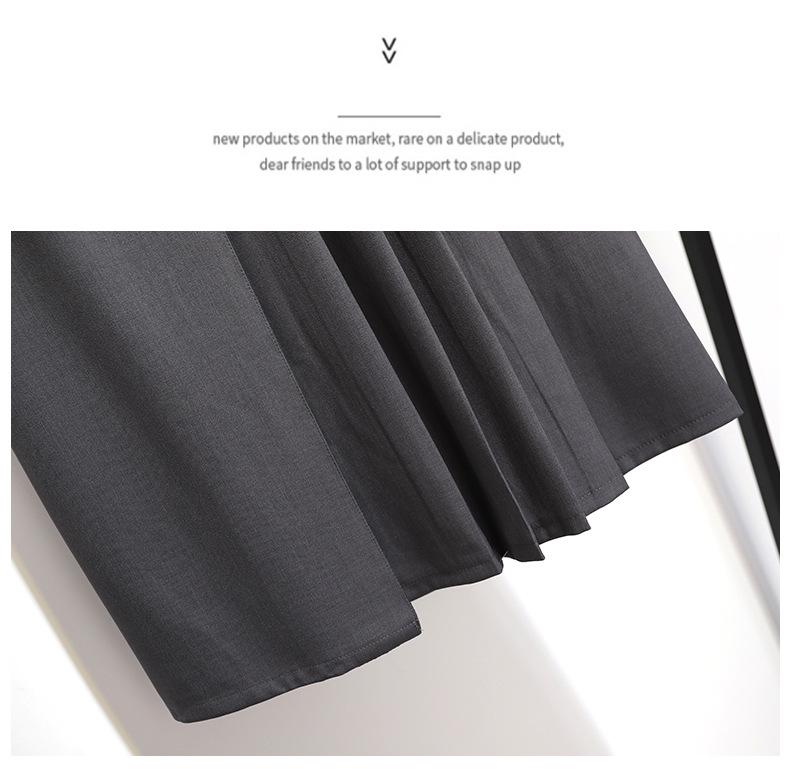 Французская серая плиссированная миди-юбка А-силуэта неправильной формы - Высокая талия, Лето 2025