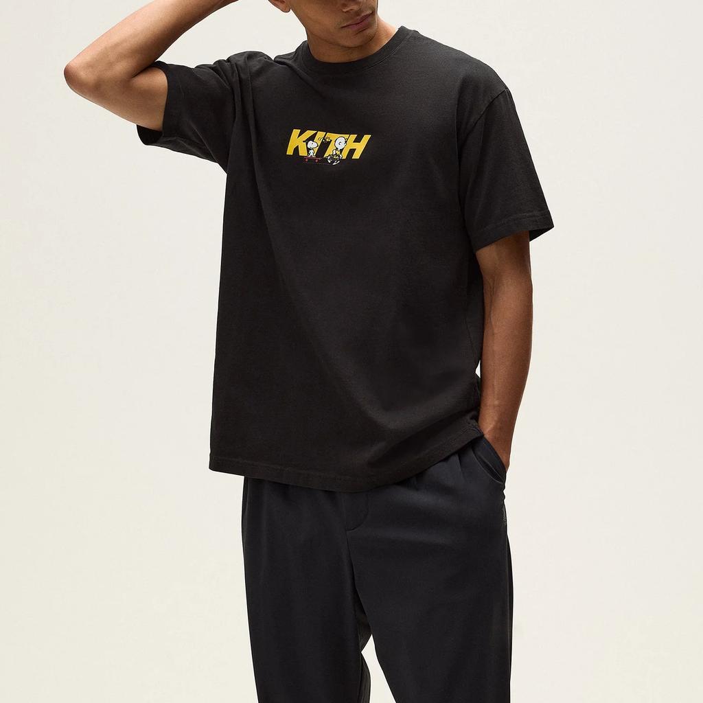 Kith Для Peanuts Скейтборд Быстрый Логотип Футболка Черный Мужские Топы KHM033393-001