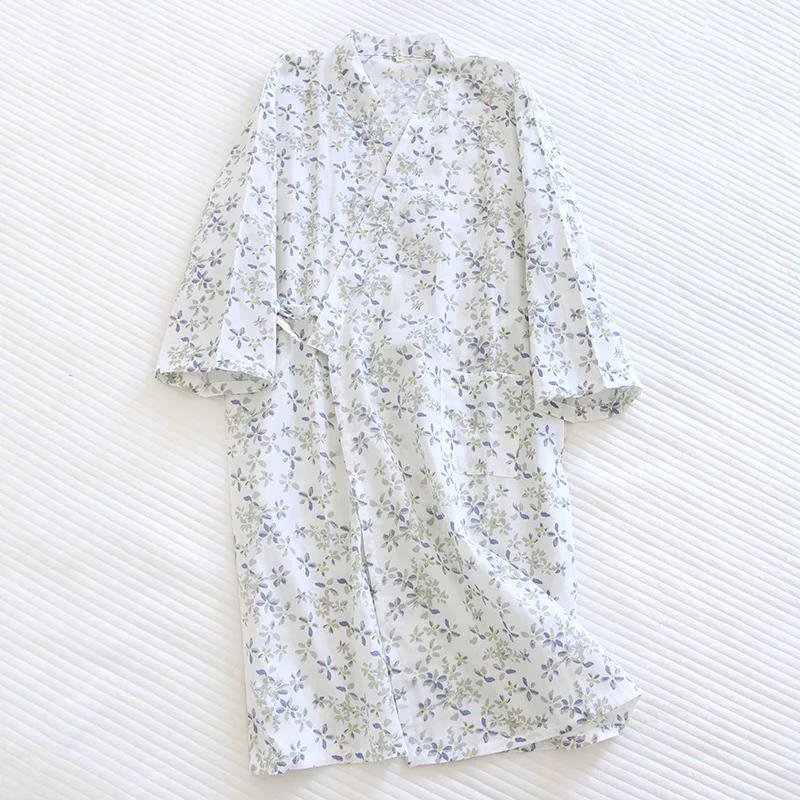 Женский хлопковый халат-кимоно, свободная домашняя одежда, пижамы, халаты для женщин, разноцветный кардиган с принтом, одежда для сна, женский халат