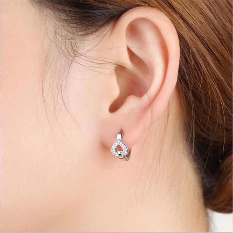 Модные серьги из стерлингового серебра 925 пробы для женщин, ювелирные изделия, подарок, милые обручи с кристаллами в форме сердца, женские серьги с камнями, Анити, аллергия