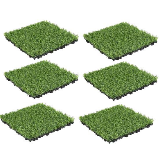 Искусственный газон, квадратный коврик из искусственной травы 12 x 12 дюймов, соединяющиеся плитки из искусственного зеленого дерна для балкона, патио, террасы,