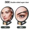 30X Magnifying Makeup Mirror, Handheld Double-Sided Folding Mirror, One Magnifying Glass and One Standard Glass, 360-Degree Rotating Adjustable Handle