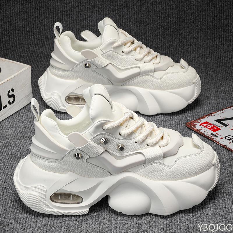 Трендовые мужские спортивные туфли на толстой подошве, увеличивающие рост, дышащие и повседневные, мужские плоские спортивные универсальные вулканизированные туфли