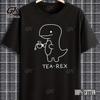 Футболка Tea-Rex Милый Динозавр Графика Хлопок Короткий Рукав Круглый Вырез Повседневные Топы Мужчины Веселый Удобный Идеально для Повседневной Носки Футболки