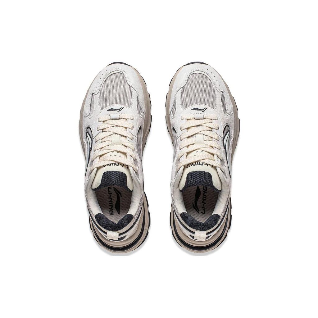 Lining Beichen Thick Sole Height Increasing Non Slip Wear Resistant Low Top Running Shoes Women Running Shoes White Gray AGCT426-1