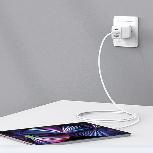 Ładowarka sieciowa 65W USAMS GaN Power Delivery 2xUSB-C/USB Biała