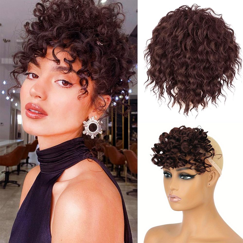 LISI HAIR 2 шт. синтетические короткие заколки с вьющимися челками и свободные короткие волнистые вьющиеся завязки конский хвост для женщин на каждый день