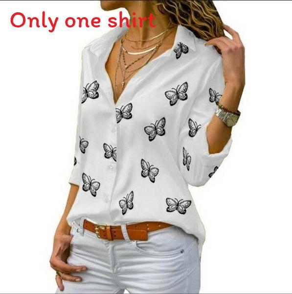 English Fashion Shirt With Butterfly Print And Spandex For Casual Wear