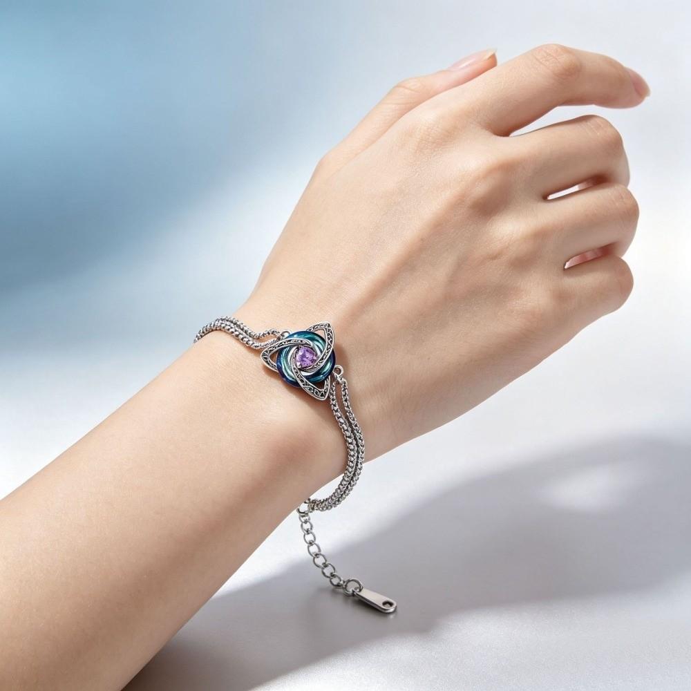 Zircon Accent Celtic Witch's Knot Bracelet Adjustable Chain Zodiac Signs Bracelet Office