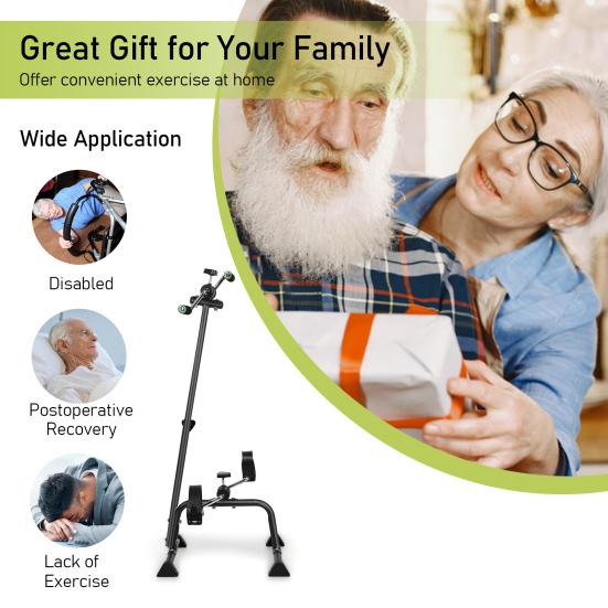 Elderly Exercise Bike Pedal Exerciser Bike Hand Arm Leg Knee Peddler Adjustable Fitness Equipment for Seniors Elderly Home Pedal Exercise Bike