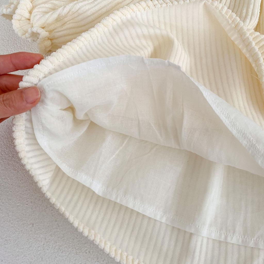 2023 Spring Dress Baby Girls Baby Embroidered Lace Collar Bubble Long Sleeve Pit Strip Lady Long Skirt