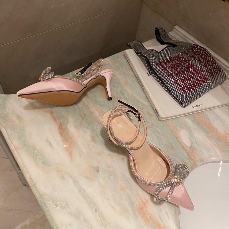 Мода Модные женские прозрачные босоножки с острым носком из ПВХ Элегантные туфли-лодочки на тонком высоком каблуке со стразами и ремешком на щиколотке с пряжкой Закрытые туфли