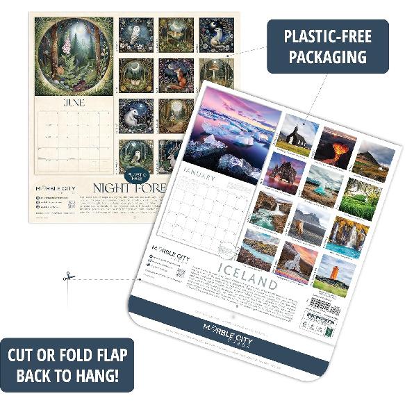 Marble City Press Календарь современных пэчворк-работ 2026 | 12" x 24" Календарь по волокнам 12-месячный Создатель, схемы для импровизированного пэчворка, Хайди Паркс, Шитье и