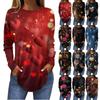 Women's Fashion Valentine's Day Love Heart Print Long Sleeve Loose Round Neck Long T-Shirt Top