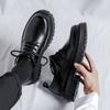 Fashion Luxury Brand British Style Lace Up Oxford Shoes Men Thick Soled Round Toe Leather Casual Leather Shoes Outdoor Sports Work Shoes