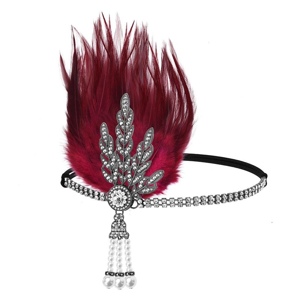 Gatsby Cosplay Dress Headwear Korean Style Headband Feather Headwear Masquerade Party Accessories Sequin Hair