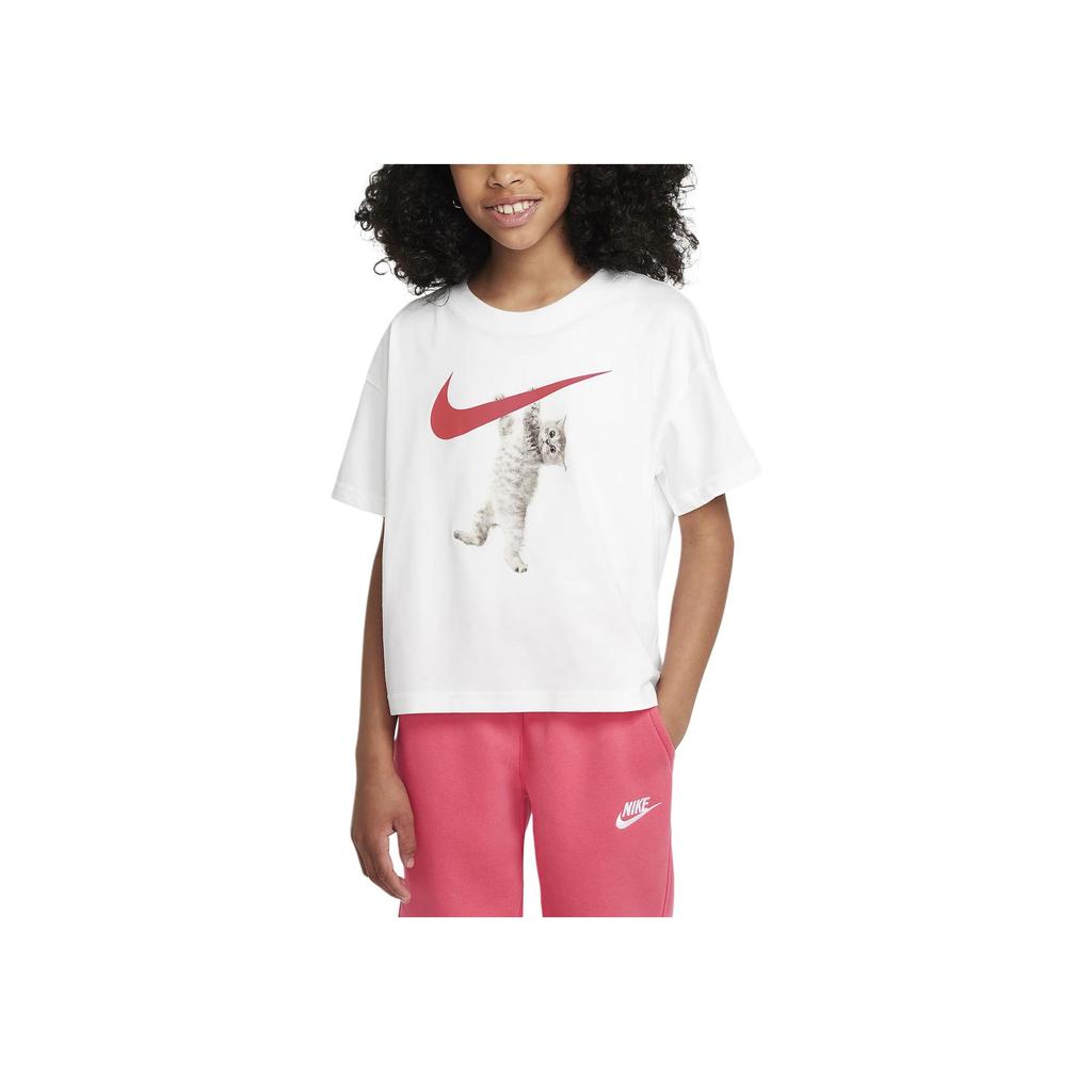 Nike Спортивная хлопковая мягкая удобная свободная футболка с коротким рукавом мужская белая FZ5538100