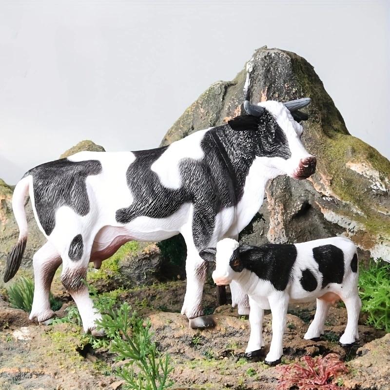 Oenux Набор из 2 больших моделей домашних животных: лошадь, корова, свинья, овца, коза, осел. Фигурки из ПВХ, образовательные, милые, детские игрушки, подарок