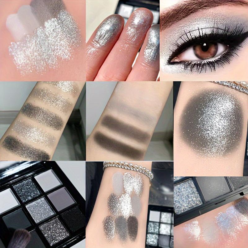 Smoky Eyeshadow Palette 9 Colors Dark Grey Smokey Makeup Palette Matte Shimmer Glitter High Pigmented Eye Shadow for Halloween Music Festival