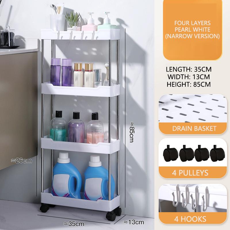 Multifunctional Storage Cart Movable Gap Storage Rack Rolling Utility Cart for Kitchen Bathroom Multi-Layer Slim Storage Shelf